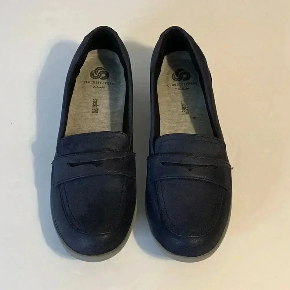 Clarks Cloud Steppers Blue Ayla Form Slip on Comfort Penny Loafer Size 8M - Picture 1 of 7